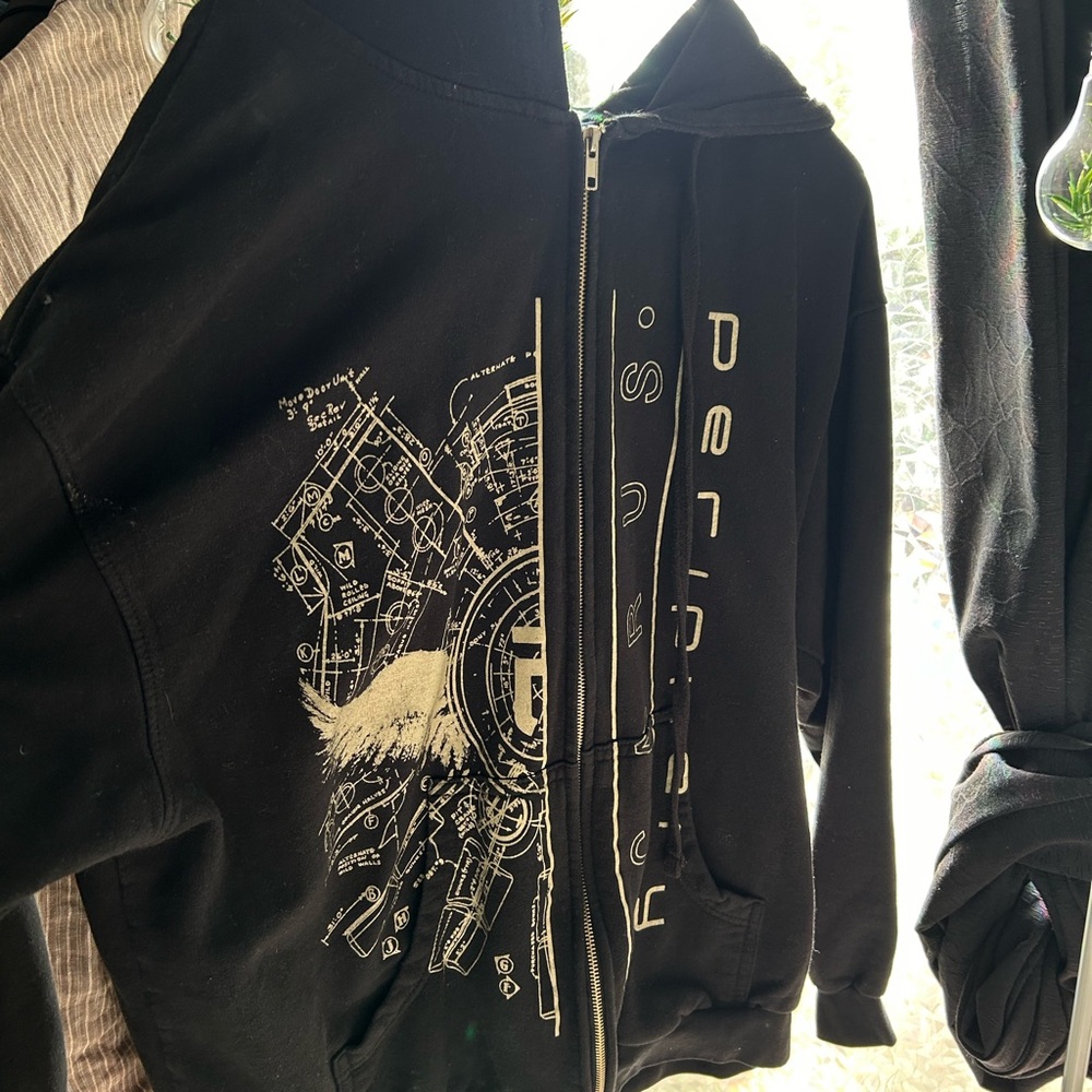Tultex Black Graphic Zip-Up Hoodie